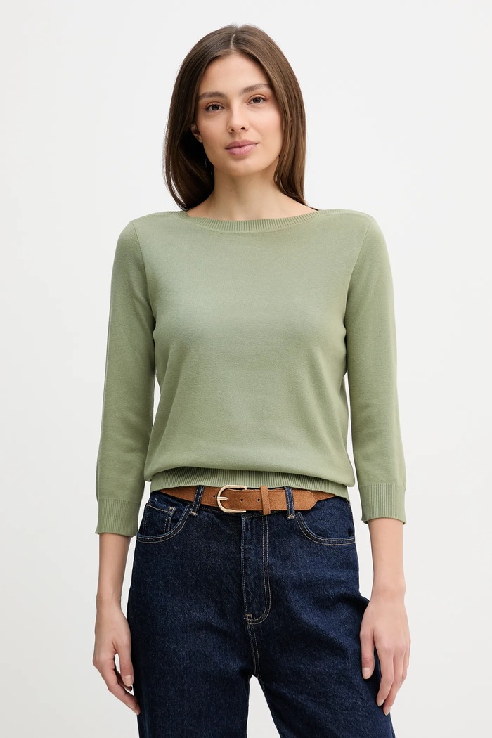 United Colors of Benetton sweter damski bawełniany bawełna zielony 1C19D10G1