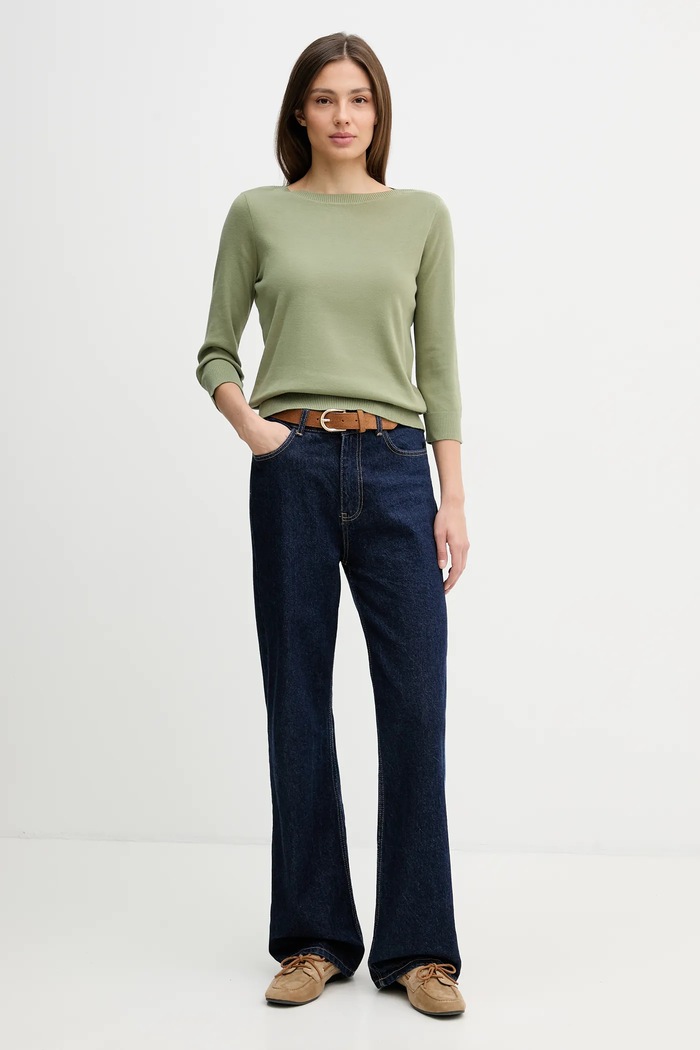 United Colors of Benetton sweter damski bawełniany 1C19D10G1 zielony SS26