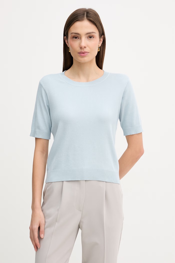 United Colors of Benetton t-shirt da donna in cotone semplice blu 1C19D10G2