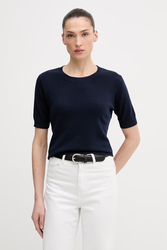 United Colors of Benetton T-shirt damski bawełniany bawełna granatowy 1C19D10G2