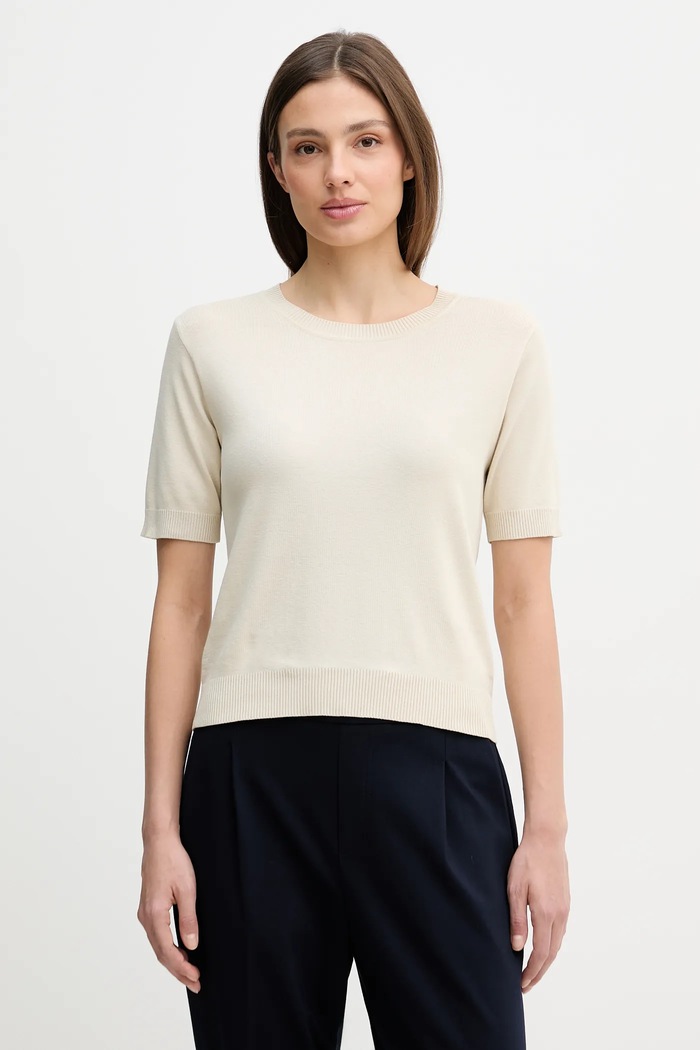United Colors of Benetton T-shirt damski bawełniany bawełna beżowy 1C19D10G2