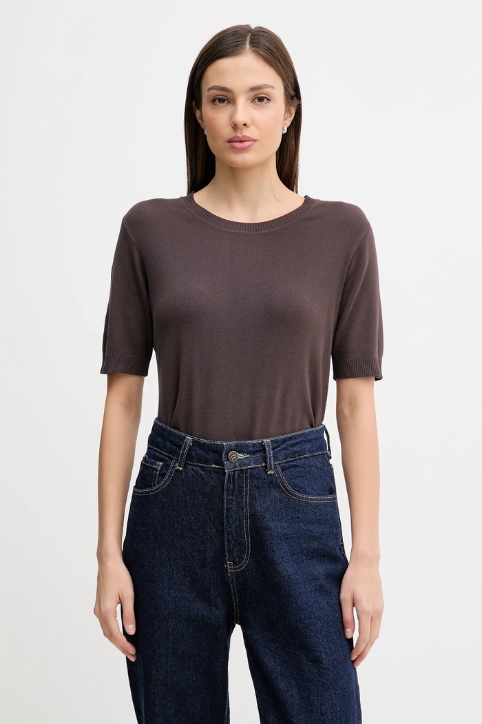 United Colors of Benetton tricou pentru femei din bumbac uni maro 1C19D10G2