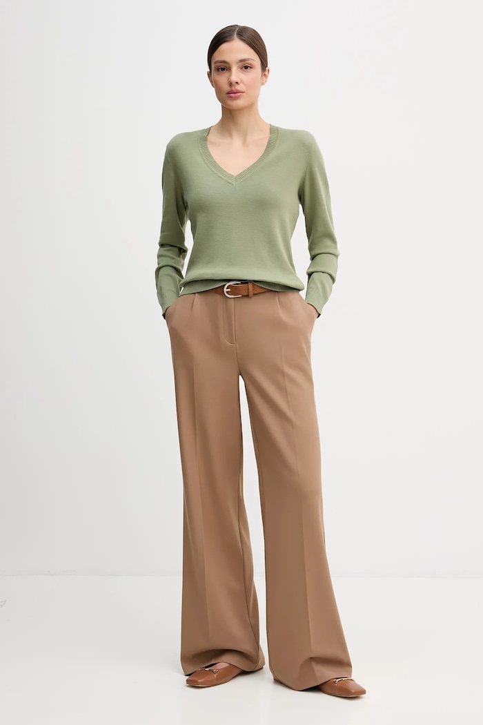 United Colors of Benetton пуловер дамски от памук 1C19D403N зелен SS26