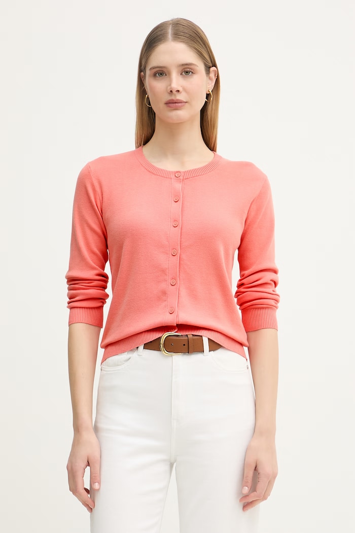 United Colors of Benetton kardigan ženski bombažen oranžna 1C19D502P
