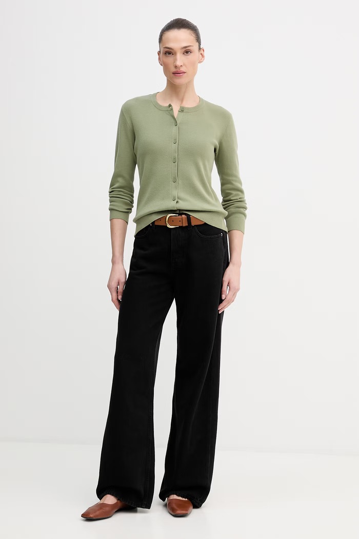 United Colors of Benetton kardigan damski bawełniany 1C19D502P zielony SS26