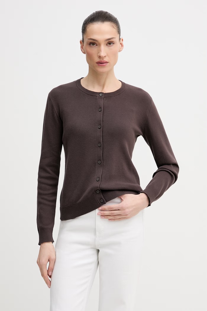 United Colors of Benetton kardigan damski bawełniany brązowy 1C19D502P