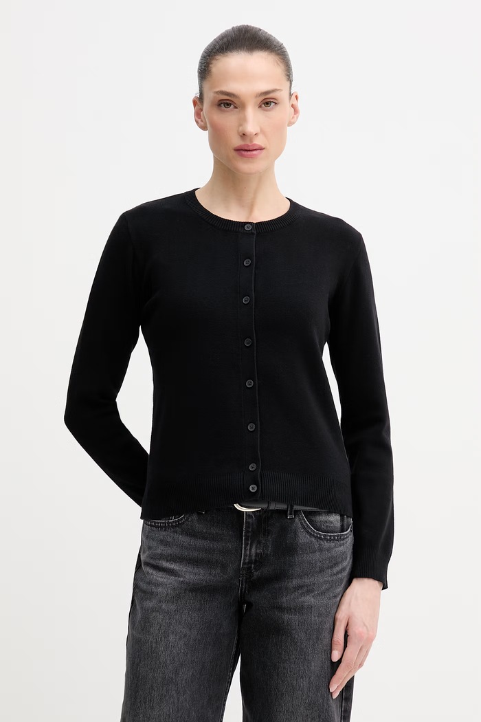 United Colors of Benetton cardigan femei din bumbac negru 1C19D502P