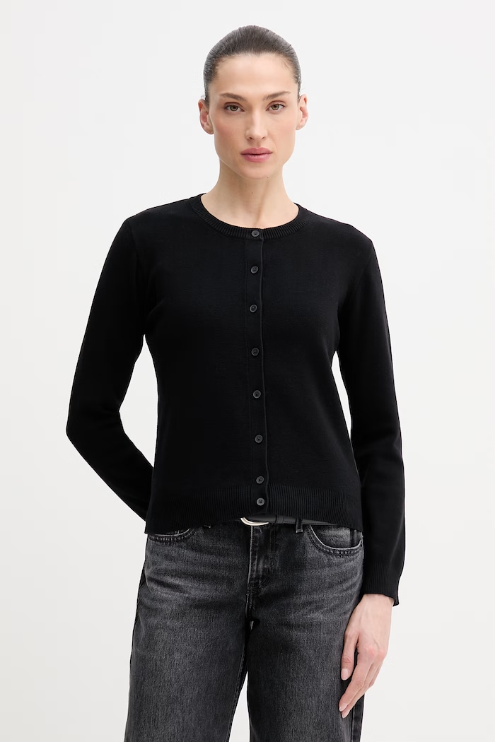 United Colors of Benetton cardigan femei din bumbac negru 1C19D502P