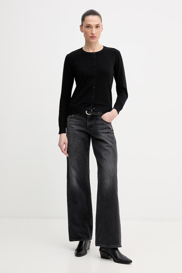 United Colors of Benetton cardigan femei din bumbac 1C19D502P negru SS26