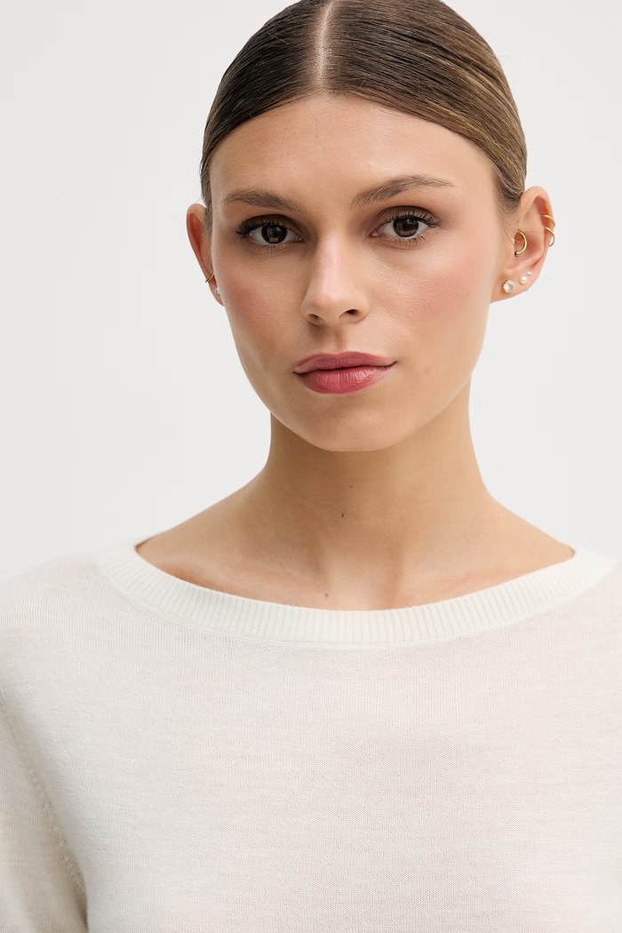 United Colors of Benetton sweter damski wełniany beżowy 11AHD10G8