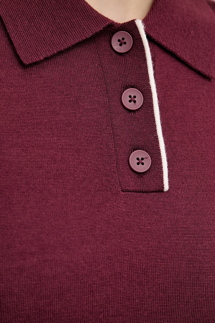 United Colors of Benetton polo damskie wełniane 11AHD301J bordowy