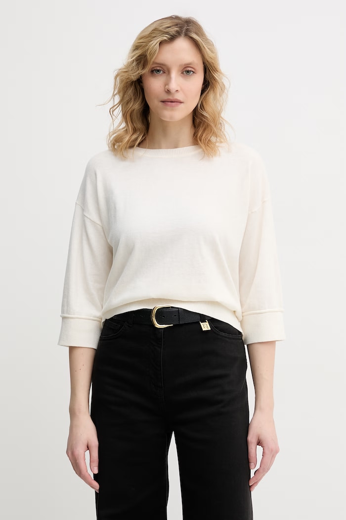 United Colors of Benetton sweter damski z wełną beżowy 1Y6SD10FX
