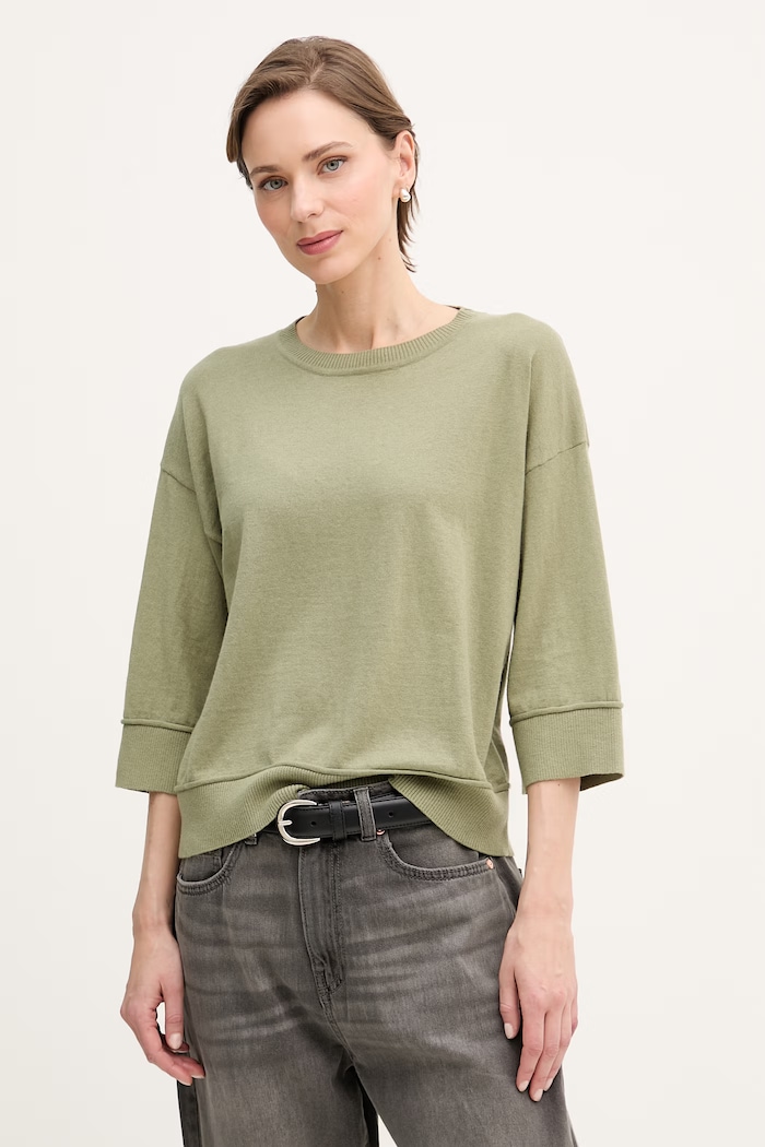United Colors of Benetton sweter damski z wełny zielony 1Y6SD10FX