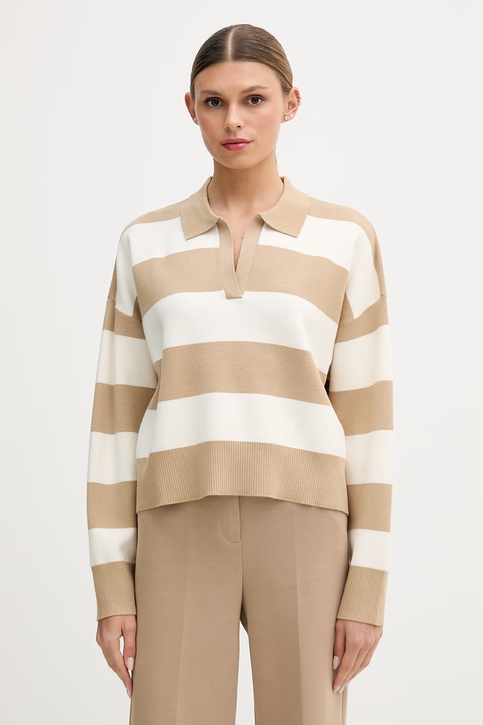 United Colors of Benetton dámsky sveter z viskózy béžová 1Z8CE301M