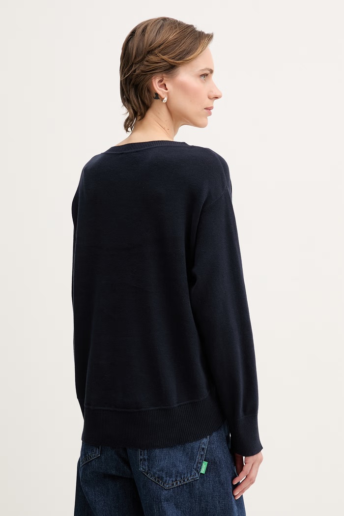 Îmbrăcăminte United Colors of Benetton pulover pentru femei, din bumbac 1C19D10FU bleumarin