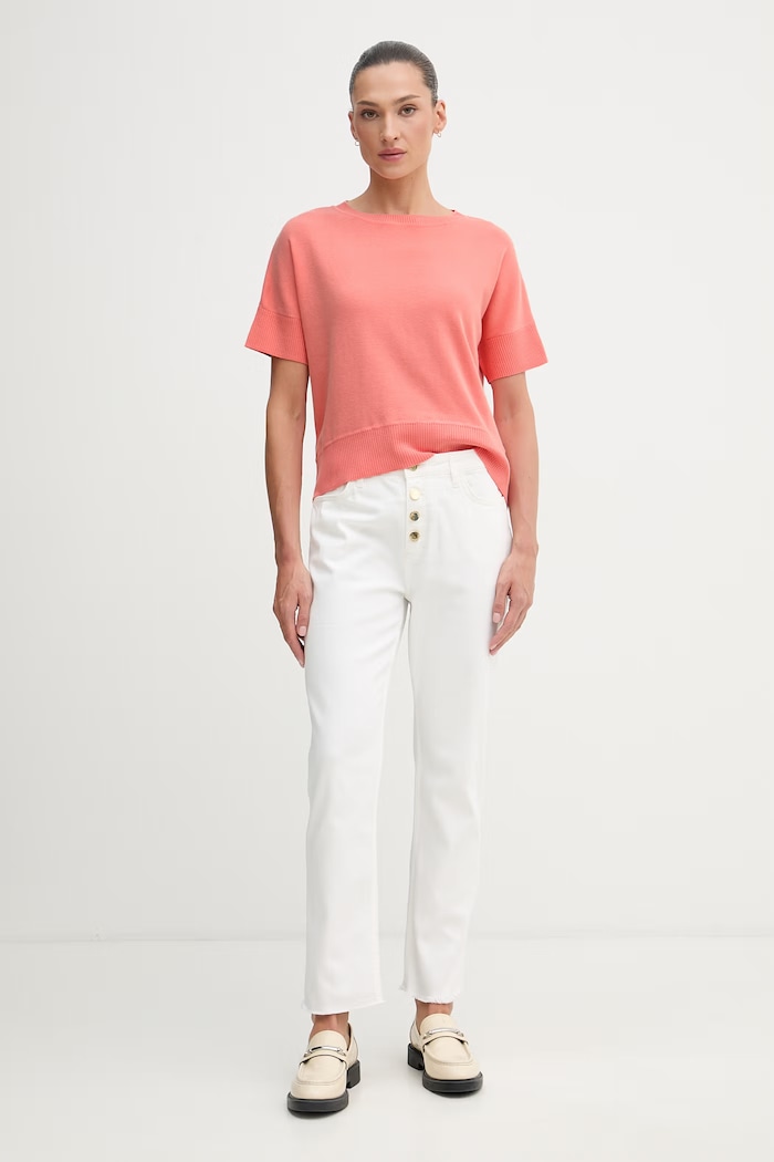United Colors of Benetton dámsky bavlnený sveter 1C19D10G3 oranžová SS26