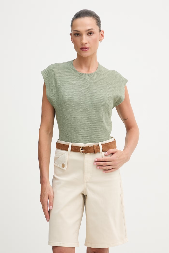 United Colors of Benetton top pentru femei, din in verde 1DC3D10GT