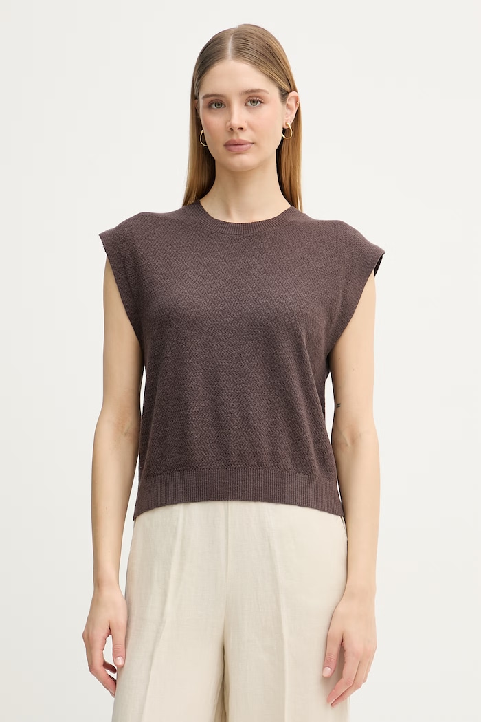 United Colors of Benetton top pentru femei, din in maro 1DC3D10GT