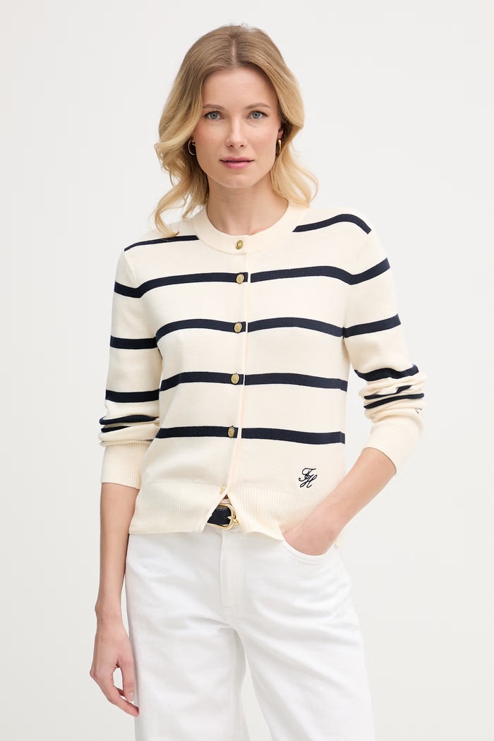 Tommy Hilfiger női pamut kardigán bézs WW0WW49617