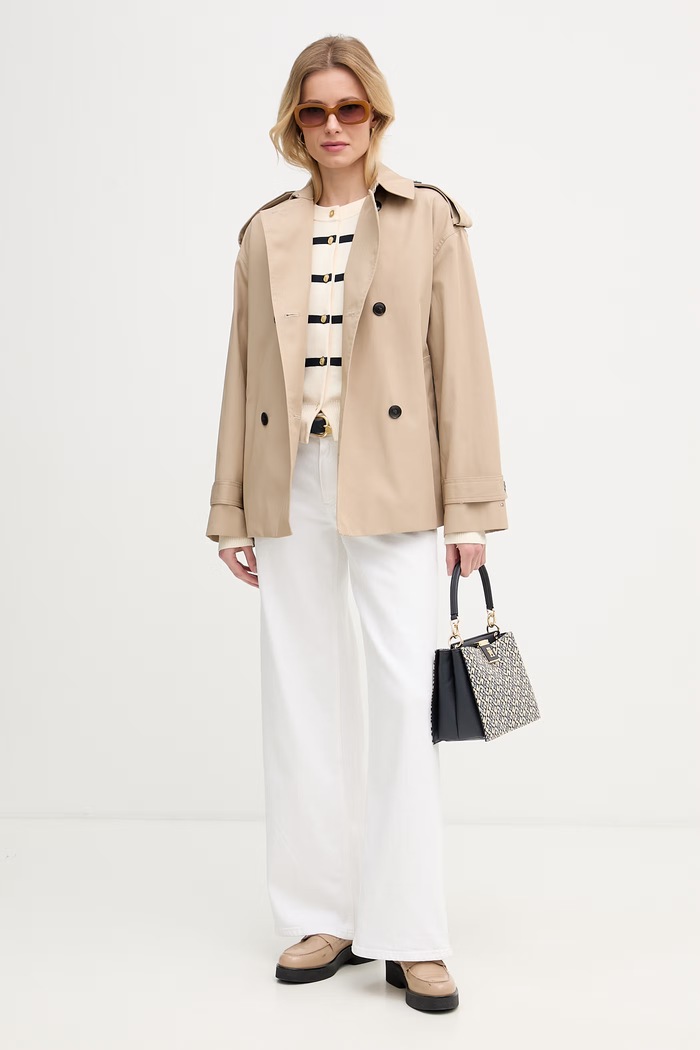 Tommy Hilfiger női pamut kardigán WW0WW49617 bézs SS26