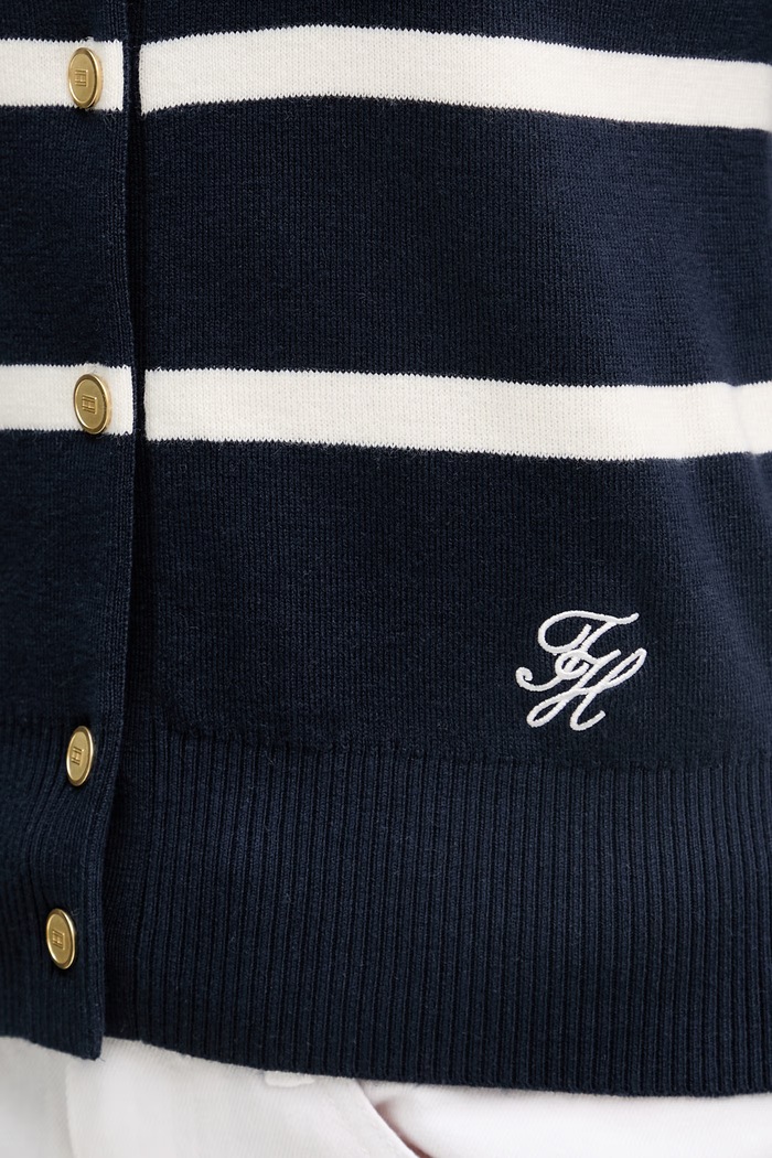 Tommy Hilfiger kardigán dámsky bavlnený WW0WW49617 tmavomodrá