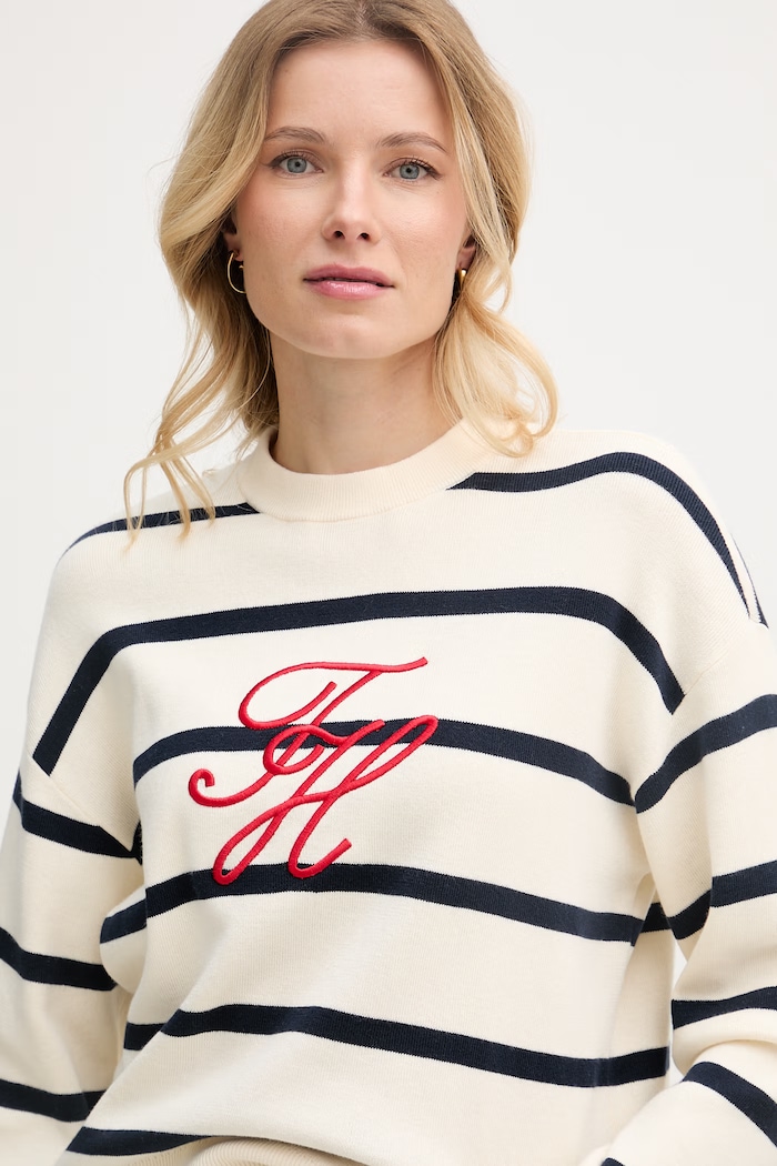 Tommy Hilfiger pulóver női pamut bézs WW0WW49768
