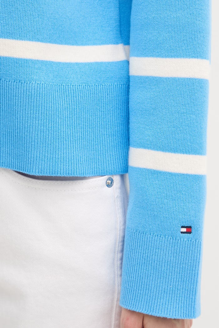 Tommy Hilfiger sveter dámsky bavlnený WW0WW49768 modrá
