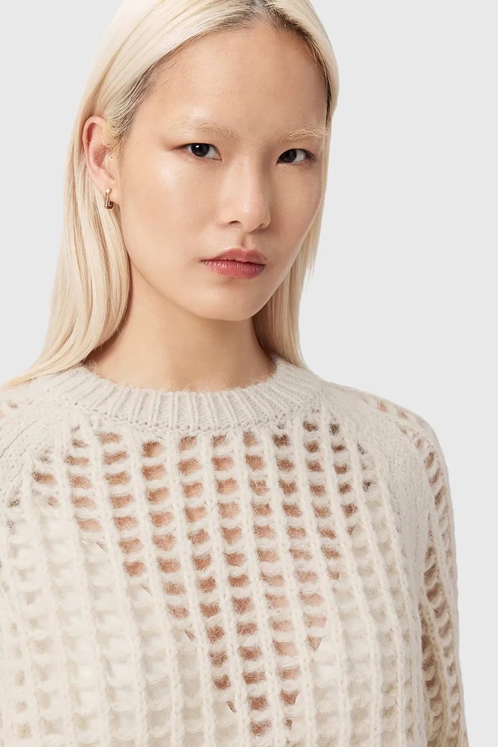 AllSaints pulóver gyapjúkeverékből SUNIVA fehér W030KE