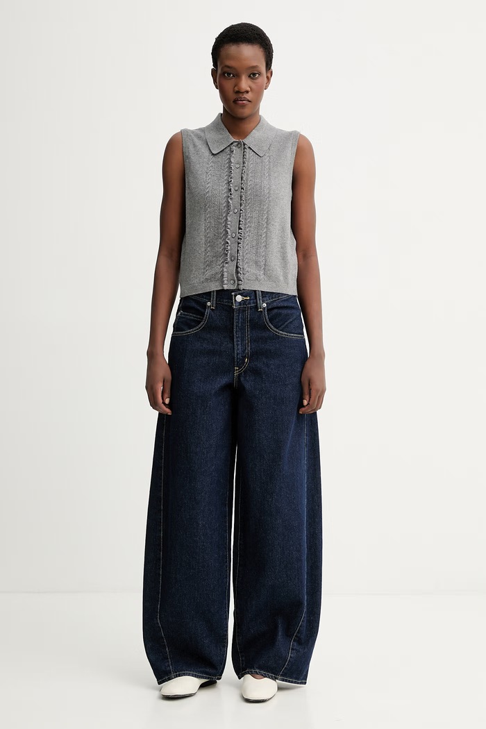Vesta Levi's SUPER SOFT MINI RUFFLE VEST 005A7 sivá SS26