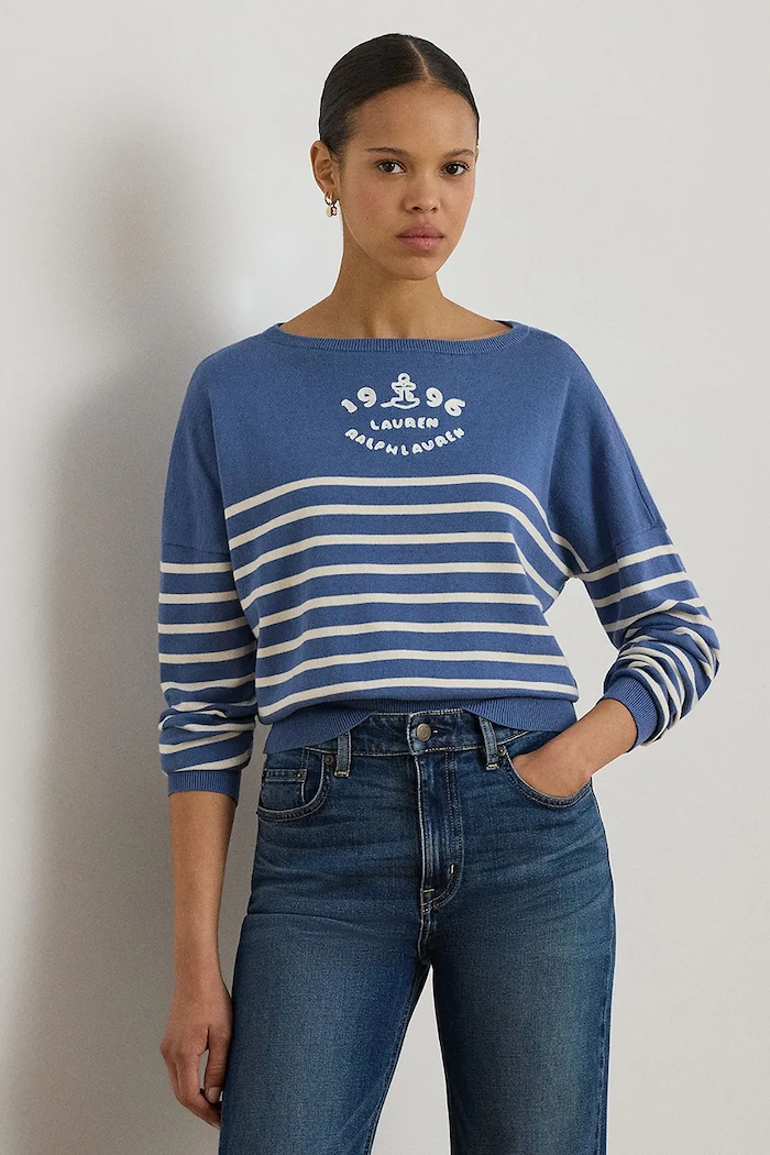 Lauren Ralph Lauren Pulover pentru femei, din bumbac albastru 200P08776