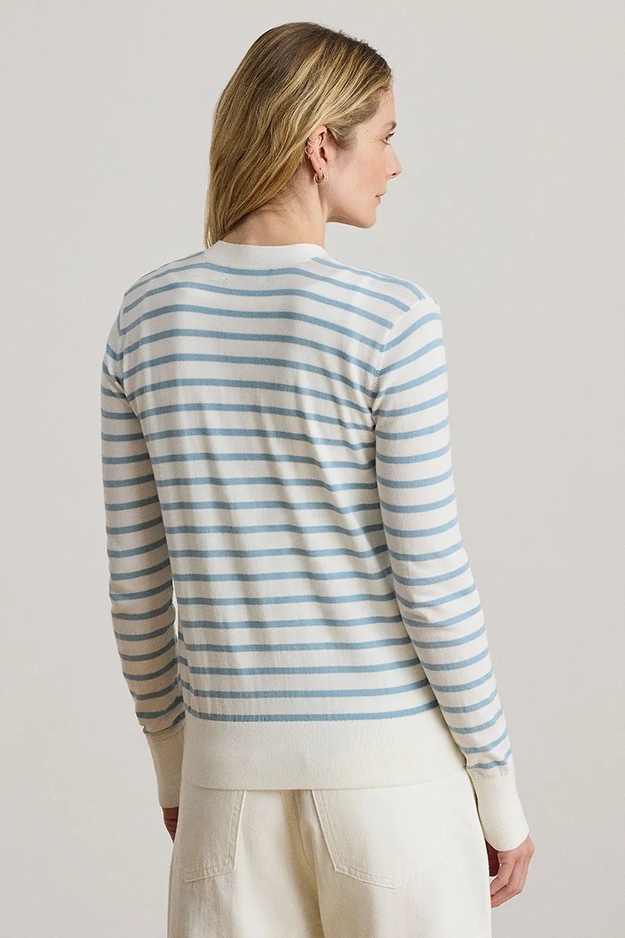 Lauren Ralph Lauren cardigan pentru femei, din bumbac 200P08810 alb SS26