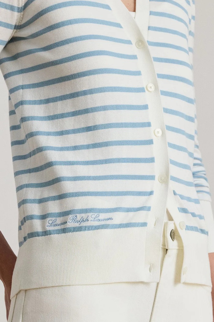 Lauren Ralph Lauren cardigan pentru femei, din bumbac alb 200P08810
