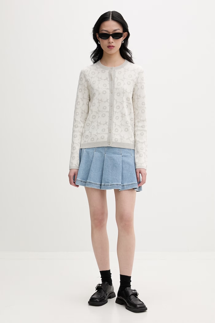 Marimekko kardigan ženski s dodatkom vune 095027 siva SS26