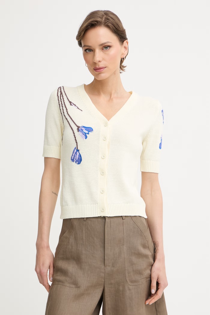 Max&Co. kardigan damski z bawełną MCORANCH beżowy 2616341023200
