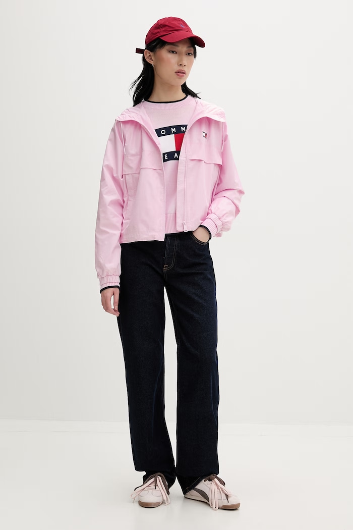 Tommy Jeans πουλόβερ γυναικείο βαμβακερό DW0DW22316 ροζ SS26