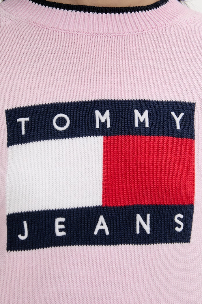 Tommy Jeans πουλόβερ γυναικείο βαμβακερό DW0DW22316 ροζ