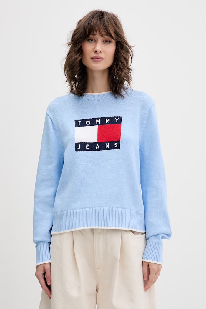 Tommy Jeans pulover pentru femei, din bumbac albastru DW0DW22316