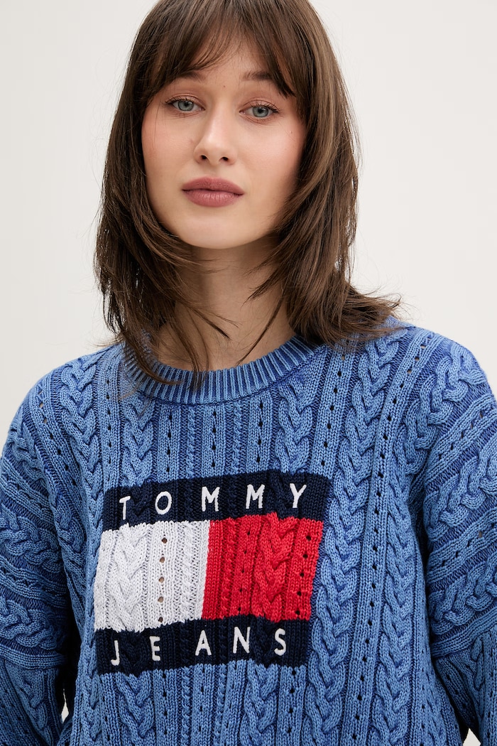 Tommy Jeans sweter damski bawełniany niebieski DW0DW22317