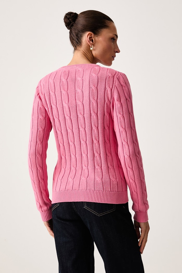 Odzież U.S. Polo Assn. Sweter damski bawełniany V-NECK CABLE WUP0397 różowy