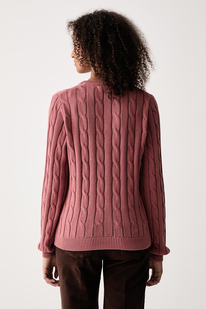 Odzież U.S. Polo Assn. Sweter damski bawełniany V-NECK CABLE WUP0397 różowy