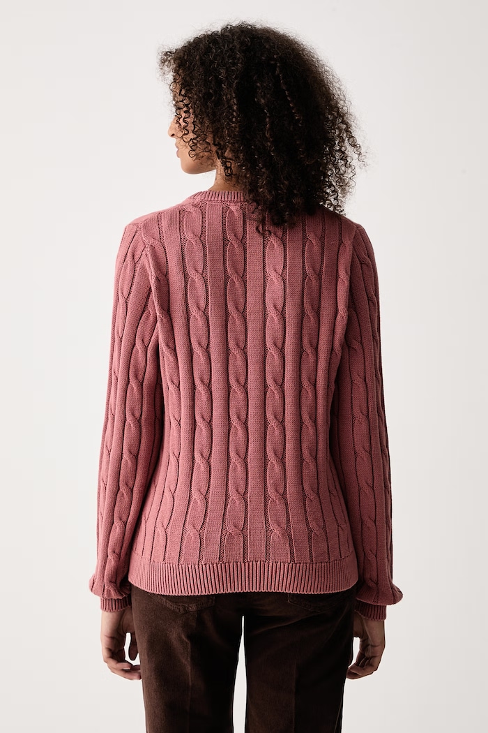 Odzież U.S. Polo Assn. Sweter damski bawełniany V-NECK CABLE WUP0397 różowy