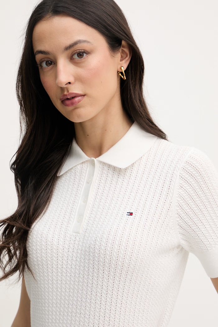 Tommy Hilfiger polo tričko dámske bavlnené biela WW0WW49362