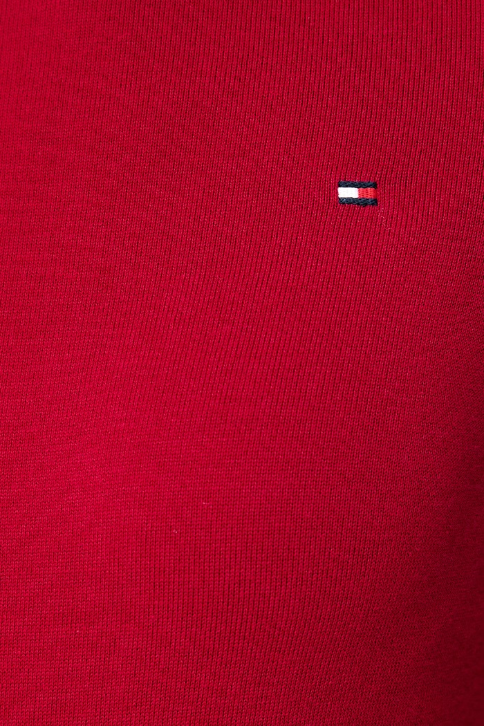 T-shirt swetrowy damski z bawełną Tommy Hilfiger czerwony WW0WW49705