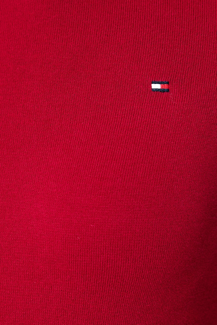 T-shirt swetrowy damski z bawełną Tommy Hilfiger czerwony WW0WW49705
