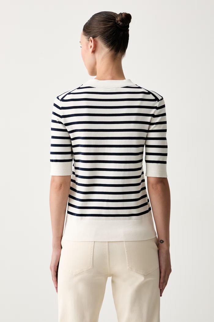 Odzież Tommy Hilfiger T-shirt swetrowy damski z bawełną WW0WW49705 granatowy
