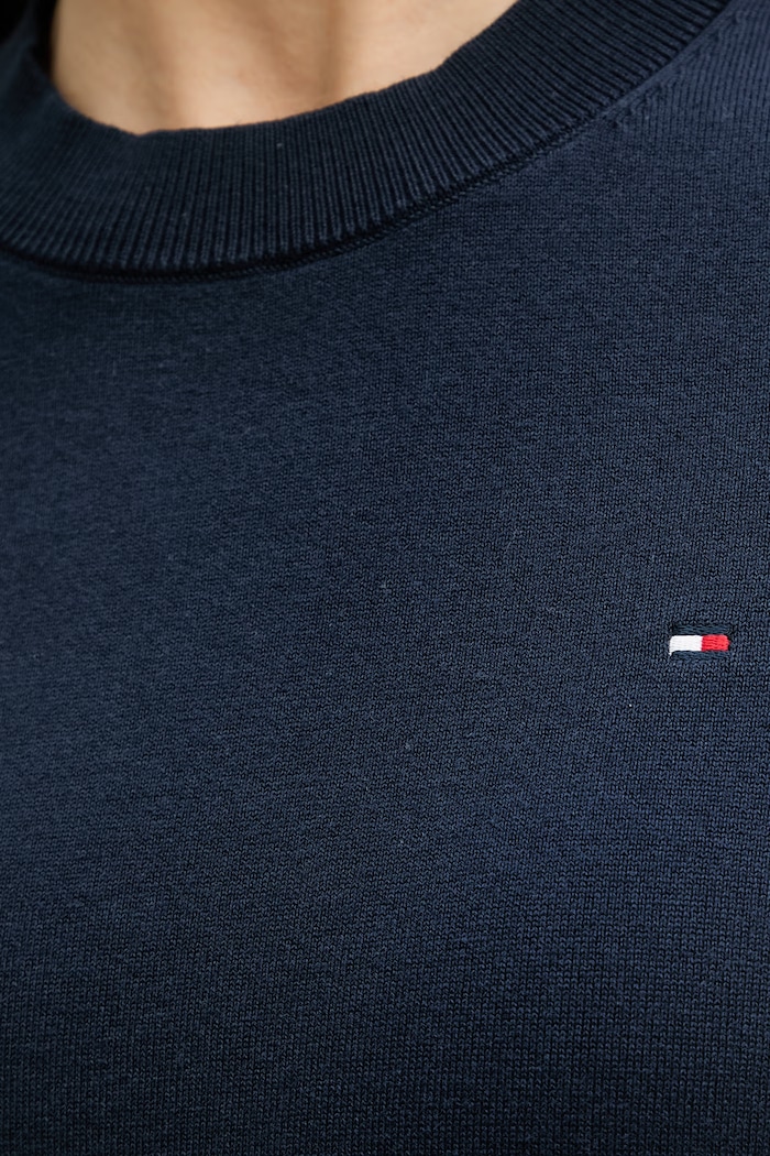 Tommy Hilfiger tricou tricotat pentru femei, cu bumbac WW0WW49705 bleumarin
