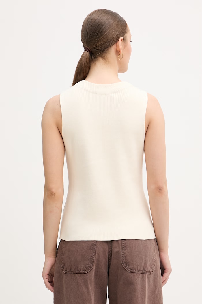 Oblečenie Tommy Hilfiger vesta dámska bavlnená WW0WW49707 béžová