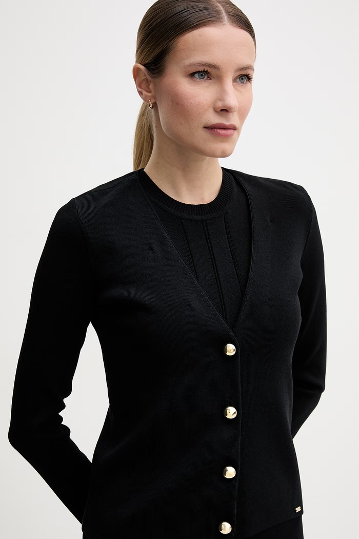 Gaudi cardigan pentru femei, cu vâscoză negru 611FD53008
