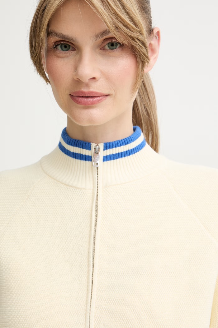 P.E Nation cardigan pentru femei din bumbac Odyssey bej 261KJ050