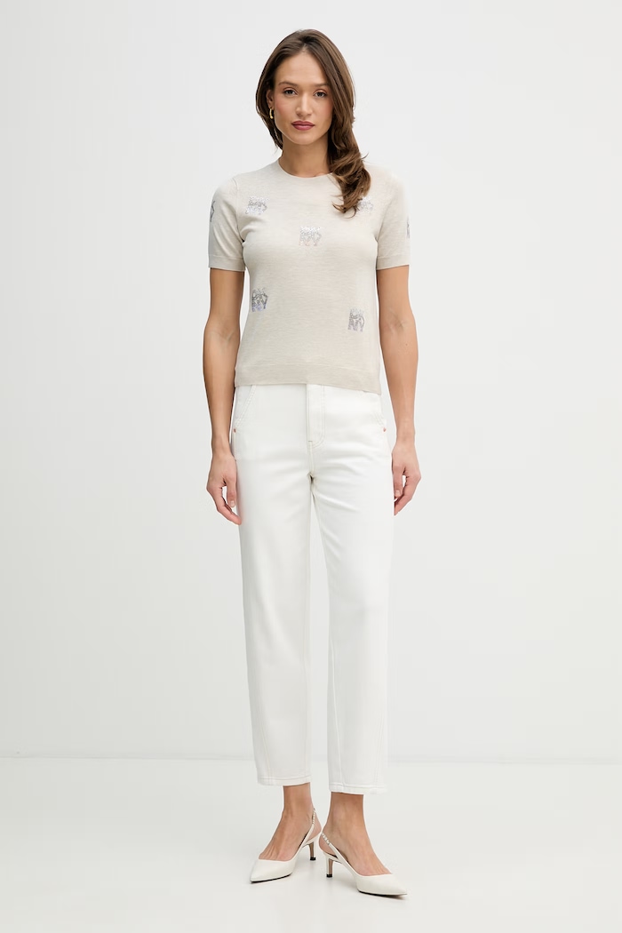 Dkny sweter DJ6R0242 beżowy SS26